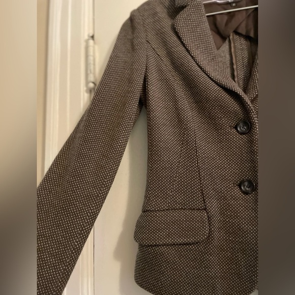 Max Mara Weekend Wool Blend Mixed Brown White Pattern Blazer Size Extra Small - Picture 5 of 13